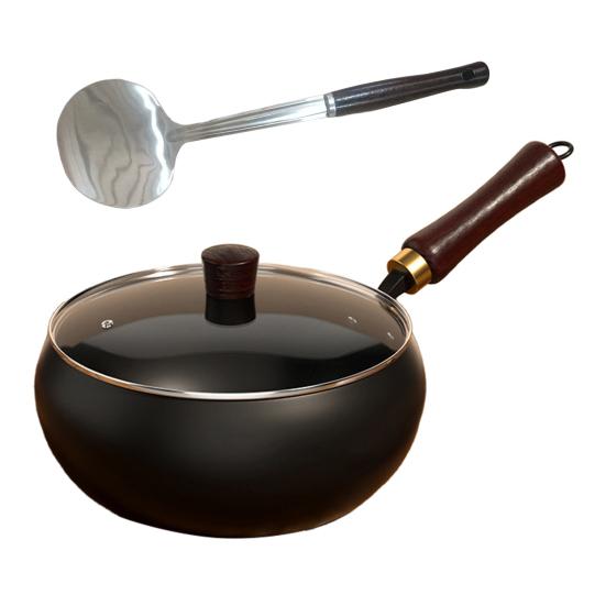 

Yousheng Традиційний вок-каструля ручного кування чавунний горщик великий живіт сковорода для смаження супу унікальний залізний кухонний посуд 28cm D