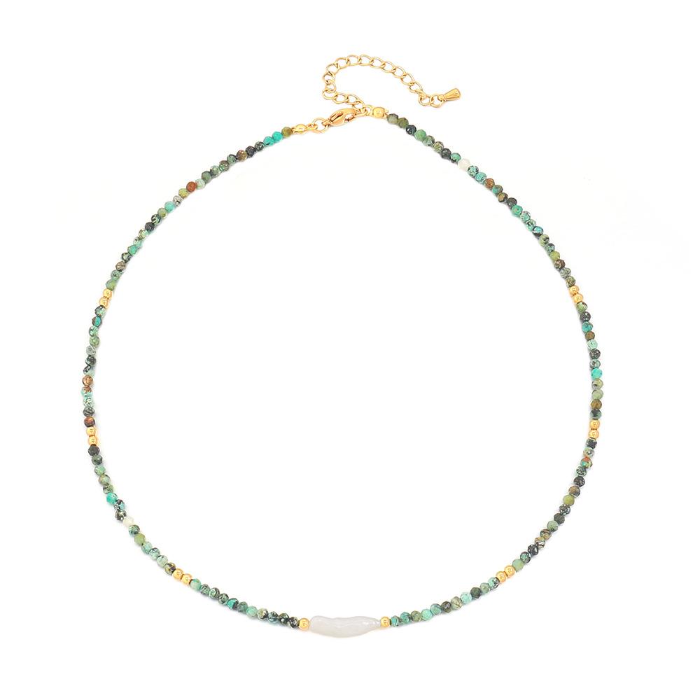 GEMCHIC Women s Bohemian Turquoise Beaded Necklace with Freshwater Pearl Choker