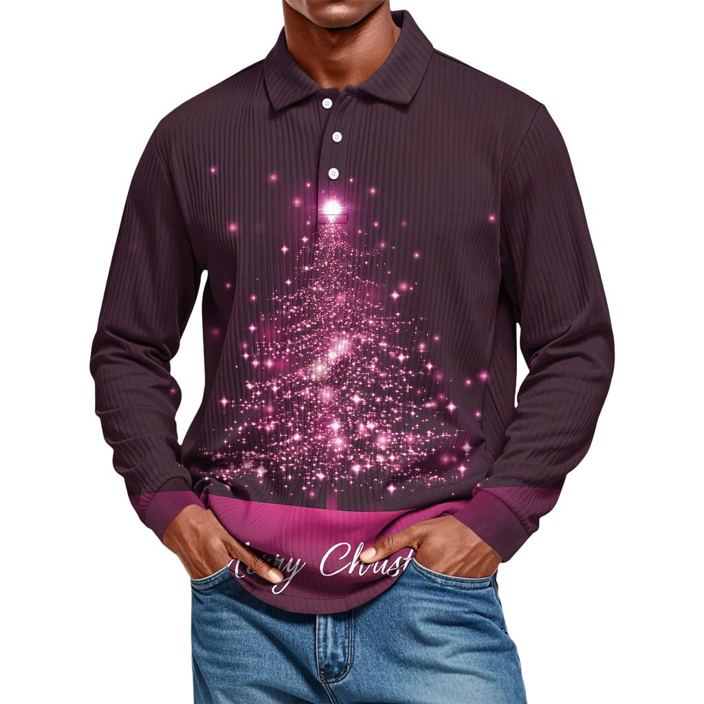 Men's Casual Style Solid Color Loose  Shirt Long-sleeved Top