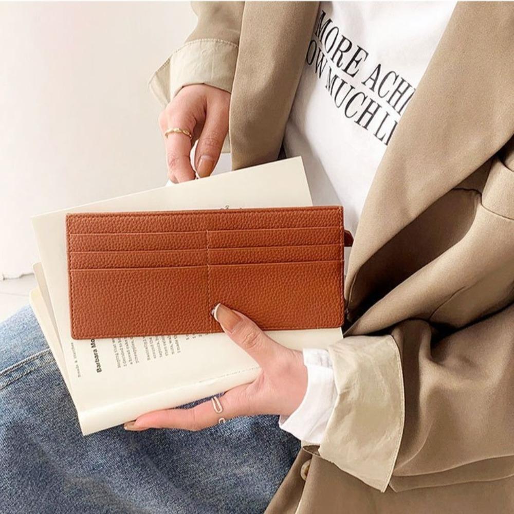 Solid color Credit Card Holder Korean Style Zipper Coin Purse Fashion Long Wallet  Women