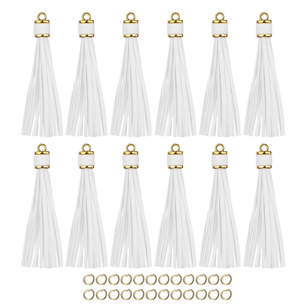 12 Stück Quasten-Schlüsselanhänger-Set PU-Lederquasten-Anhänger Bunte Lederquaste für Schmuckherstellung Handybänder Handtasche DIY-Bastelarbeiten