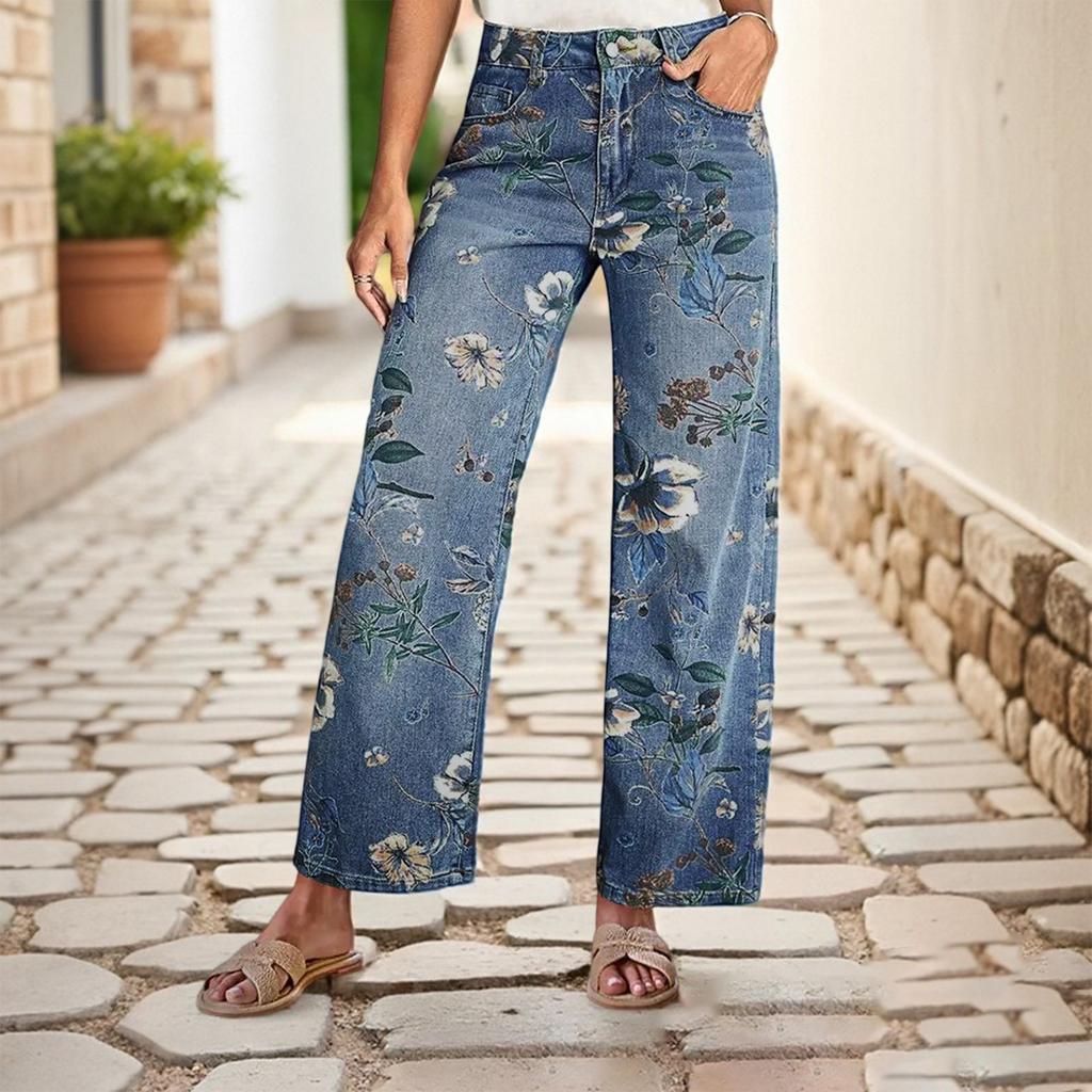 Women's Denim Classic Versatile High Waist Fashionable Trousers