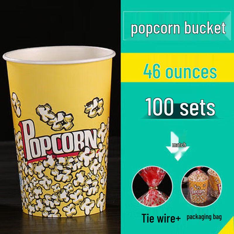 Cinema Popcorn Bucket Kit with Ties (100 Sets)