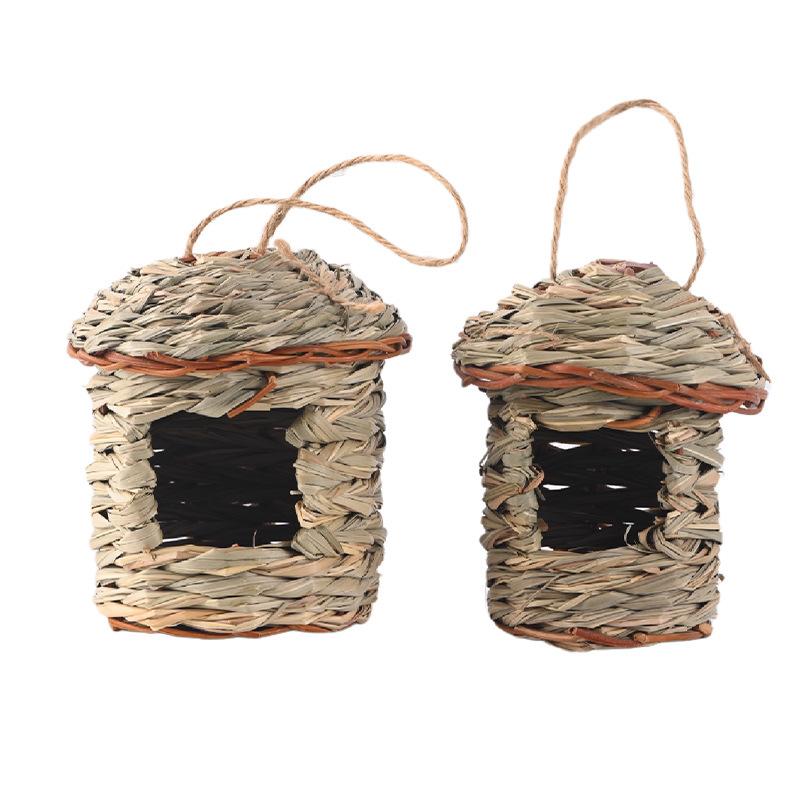 Handmade Woven Hanging Decorations for Bird Nests Hibiscus Grass Gardens Bird Cages Pets Horticulture Outdoor Decorations