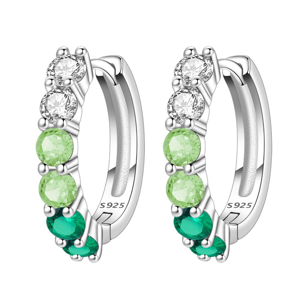 Orstarry S925 Silver Hoop Earrings Sparkling Blue Yellow Zircon Jewelry For Women Party Gifts