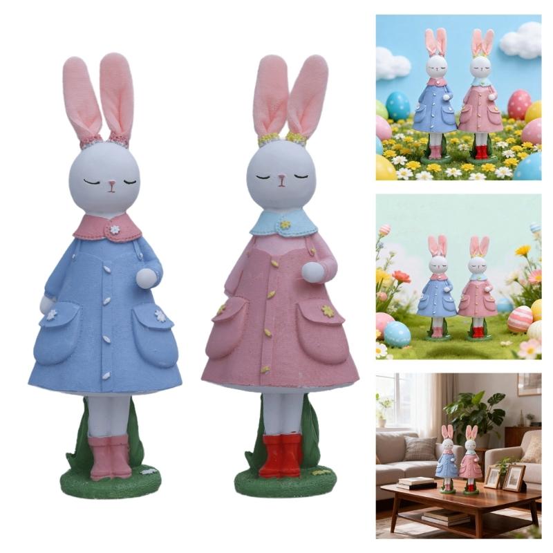 Seasonal Rabbit Sculpture Durable Resin Accessory Seasonal Home Ornament Ideal For Easter Gathering And Display
