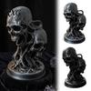 Spooky Bar Decor 3D Printed Double Skull Ornament, Resin Twisted Skeleton Figurine, Gothic Desktop Durable Halloween Table Decorations Statue for Home