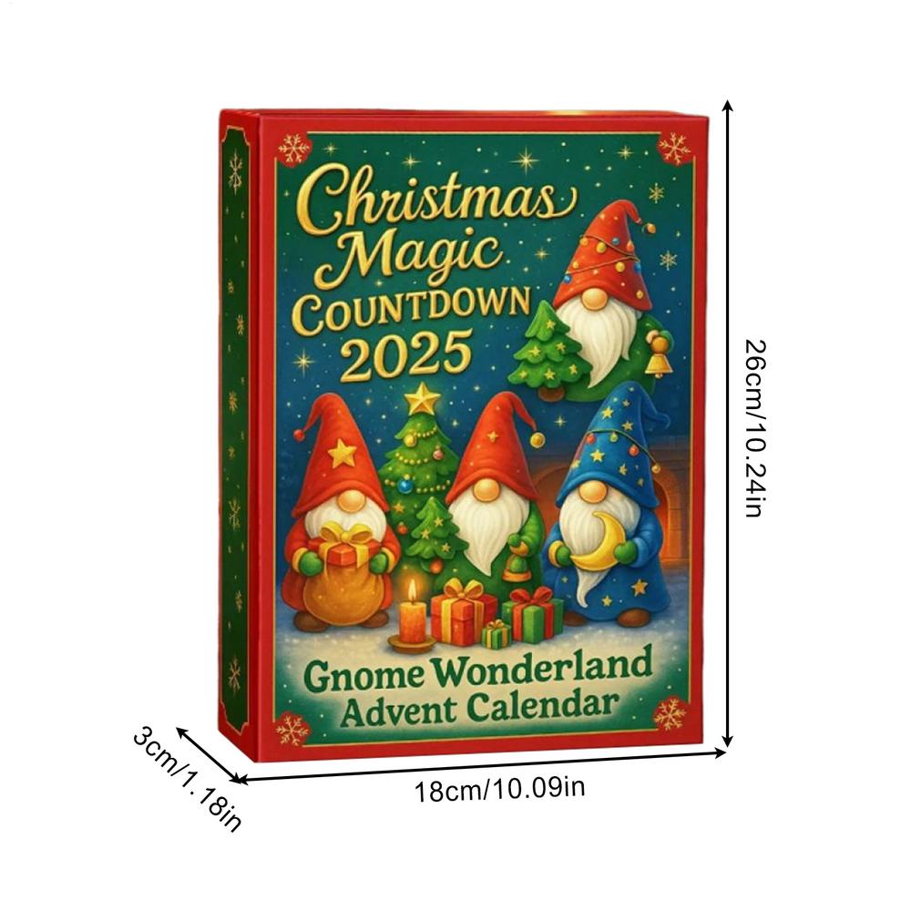 Gnome Countdown Calendar, 24 Days 2D Christmas Advent Decor for Table, Shelf, Wreath, Window, Holiday Party Favors for Kids