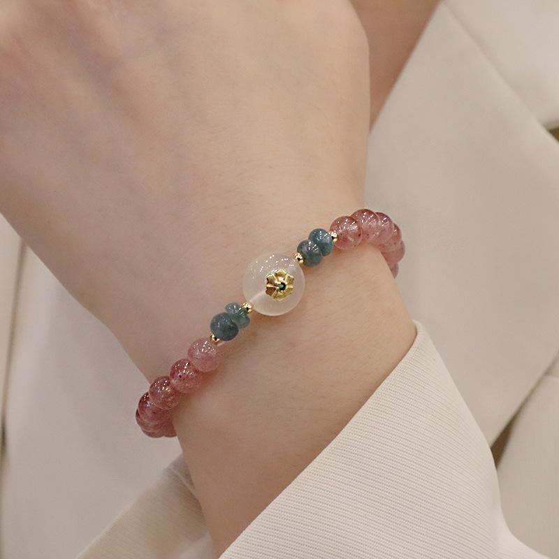 Natural Crystal Bracelet Strawberry Crystal Bracelet. Bangles Women Fashion Jewelry Accessories Gift