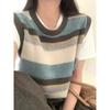 Women's Striped Knitted Vest Women's Spring and Autumn Loose Women's Sweater Vest