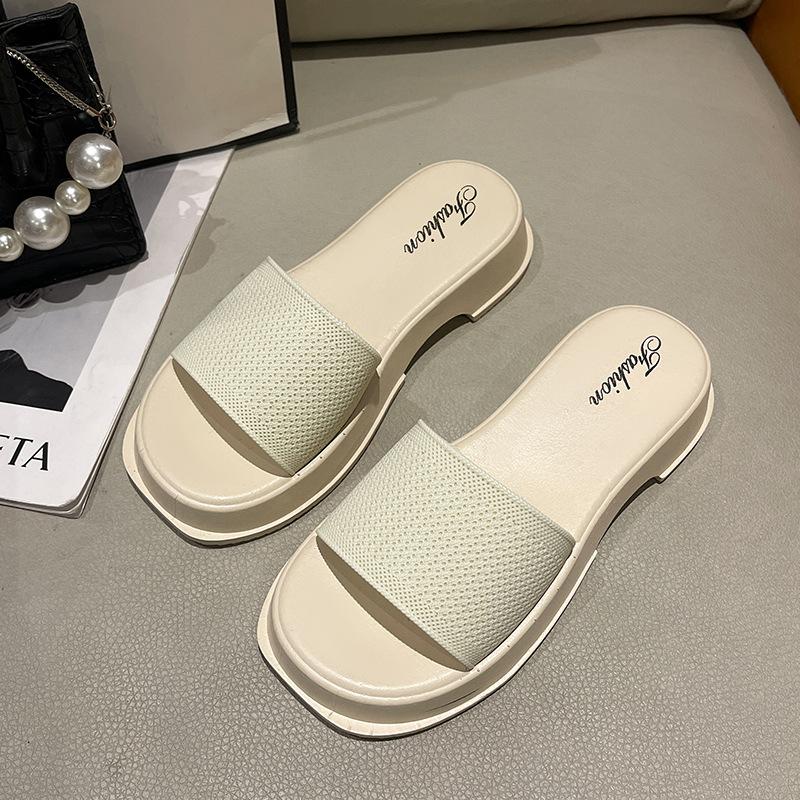 Fashion Roman Soft Bottom Slippers Women's 2024 Summer New Mesh Breathable Casual Versatile Outdoor Thick Base Elevation Shoes