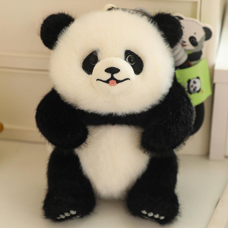 Qizai He Fubao Hua Panda Plush Toy Keychain Cartoon Stuffed Doll Bag Decoration