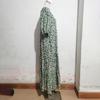 Summer Floral Print Women Casual Dress High Waist Loose O Neck Large Size Ankle Length Long Sleeve Spring Dress