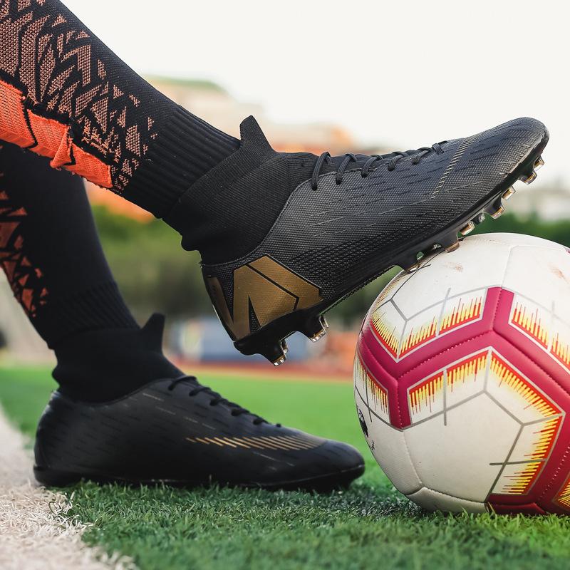 Youth children's sneakers grinding nails leather feet campus sports training women's high-top football shoes men's game 2025 broken