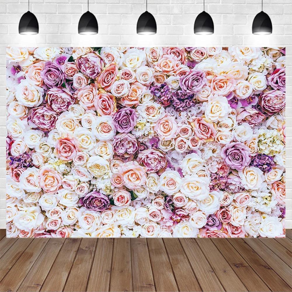 Colorful Flower Wedding Party Decoration Banner Background Girl's Birthday Party Family Portrait Photography Studio Background