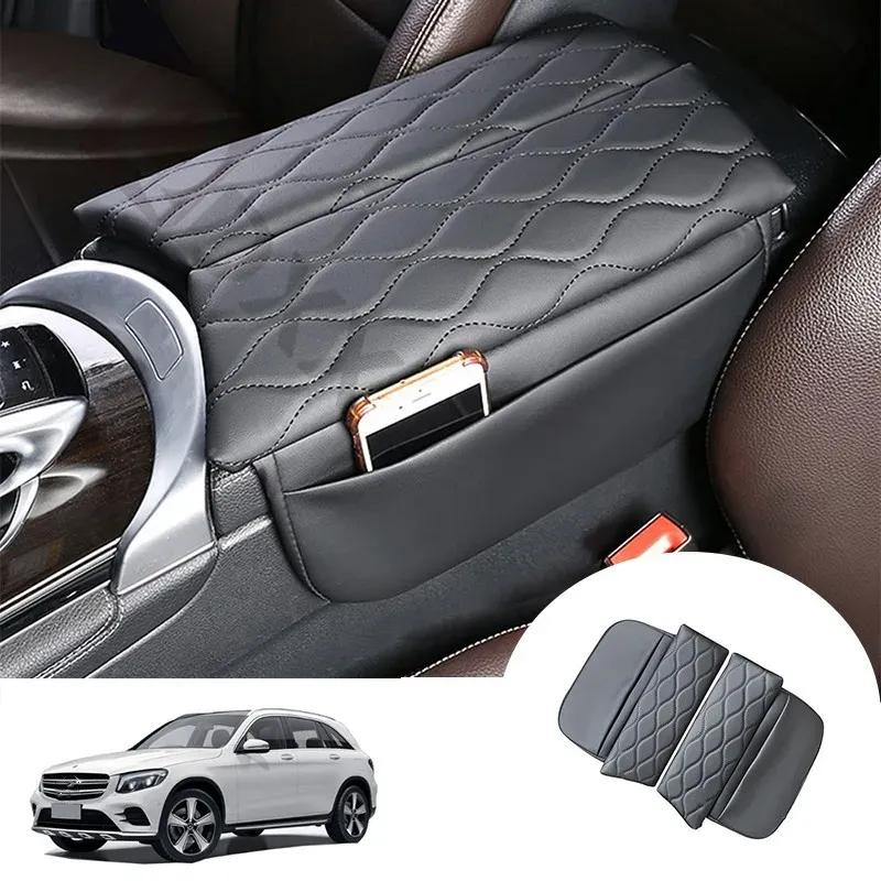 Car Armrest Cover Pad For Mercedes Benz GLC X253 2016- EQC - Leather Anti-Scratch Center Console Cover Cushion