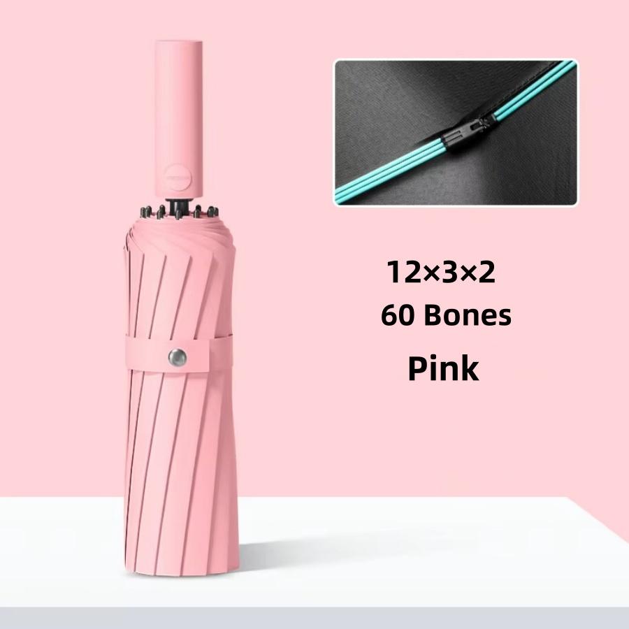 60 Bones Windproof Travel Umbrella for Rain - Lightweight, Strong, Compact with & Easy Auto Open/Close Button 1PC