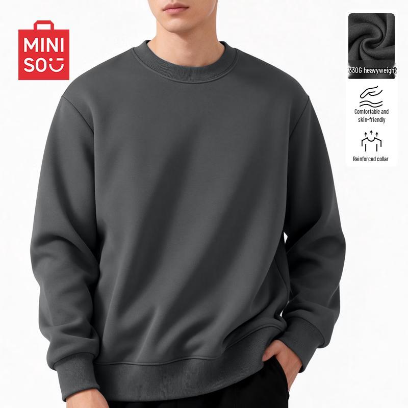 MINISO Men s Trendy Round Neck Pullover Sweatshirt L