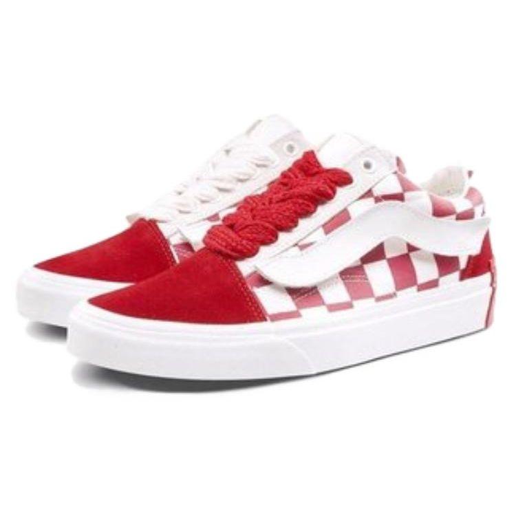 Vans Su Wukou X  Old Skool Series Pig Year Velcro Lightweight Low-Top Skate Shoes Unisex Sneakers Red White Checkerboard VN0A38G1SHJ