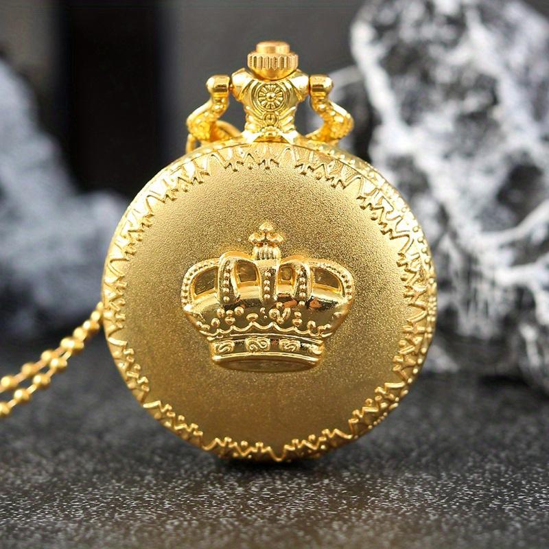 2pcs/set,Luxury Men's Classic Pocket Watch Fashion Women Mens Necklace Chain Quartz Pocket Watch&1PC Mens Golden Cross Necklace, Ideal for Gifts