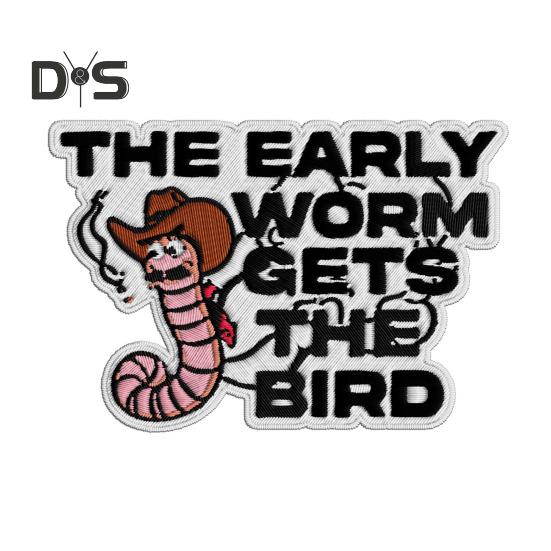 

Ранний червяк получает птицу ковбой вышитая нашивка пришитая/приклеиваемая аппликация на одежду куртки джинсы платье шляпа искусство ремесла A