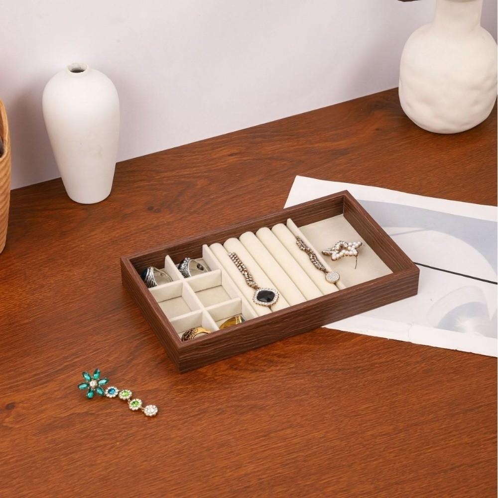 23X13X3CM Jewelry Tray Velvet Surface Flannel Lining Display Tray Exquisite Design Walnut Material Accessories Showcase