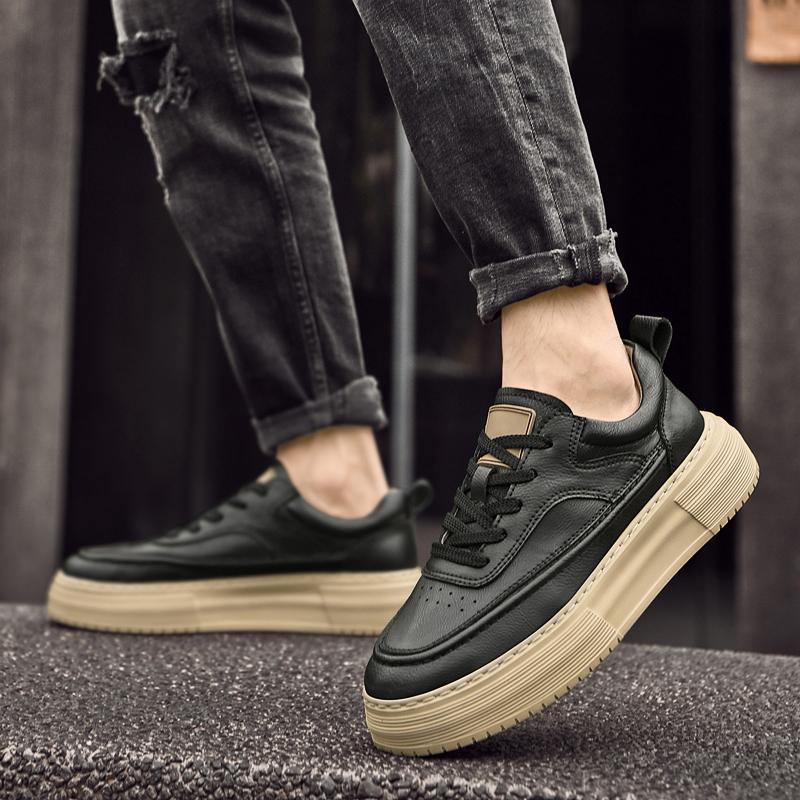 Genuine Leather Casual Shoes Luxury Brand Mens Stylish Sneakers Lace Up Oxford Walking Footwear Comfort Outdoor Jogging Shoes