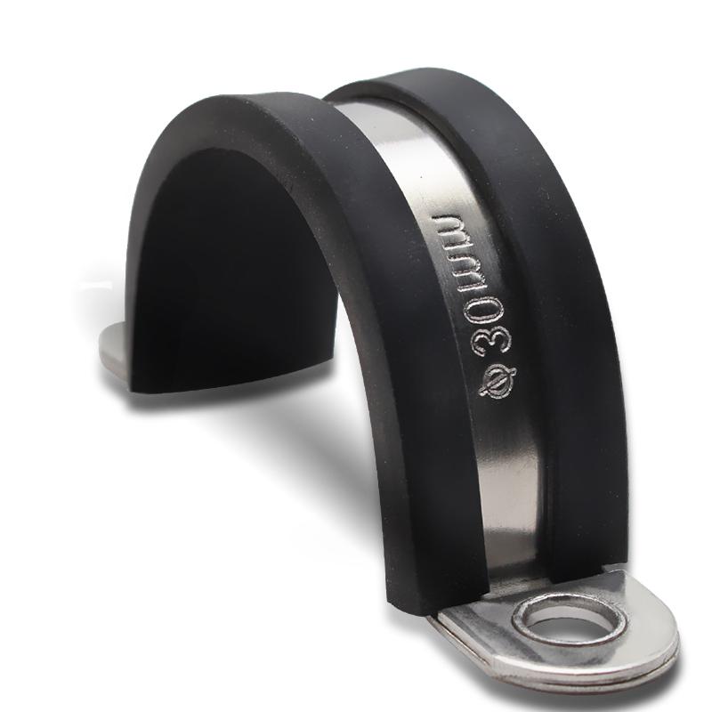 304 Stainless Steel Saddle Clamp with Rubber Strip - Pipe Support and U-Bolt Hose Clip
