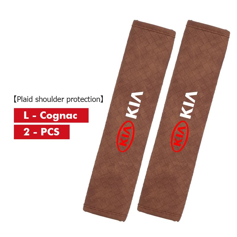 YQOF3 Leather Car Seat Belt Shoulder Pad Shoulder Strap Protection Pad For KIA Cerato Soul Venga Forte Spectra Sedona Niro Cadenza