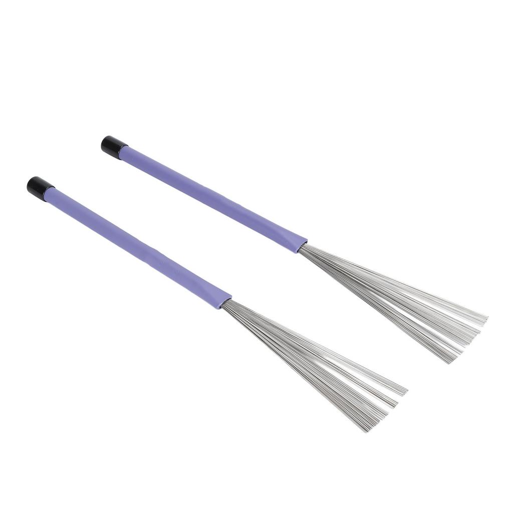 2 Pcs Drum Brush Retractable Steel Wire Rubber Handle Jazz Drum Brushes for Performance Purple