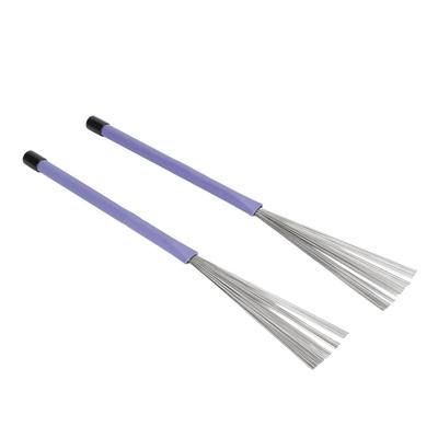 2 Pièces Balais de Batterie Rétractables Fil d'Acier Manche en Caoutchouc Balais de Batterie Jazz pour Performance Violet