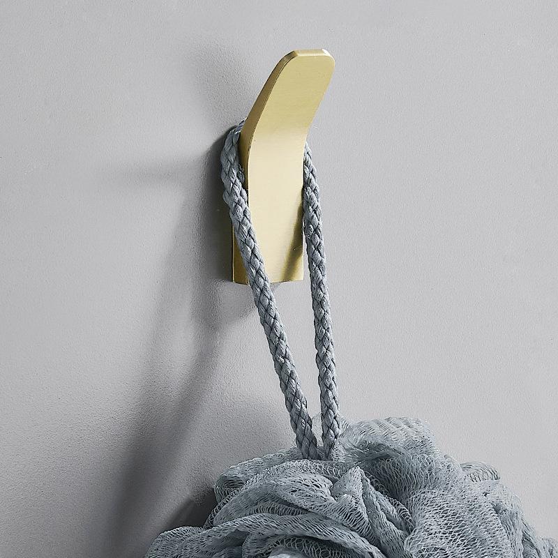 1Pc Fashion Hole-free Black Clothes Hook Space Aluminum White Clothes Hook Wall Hanging Wall Bathroom Coat Hook Single Hook