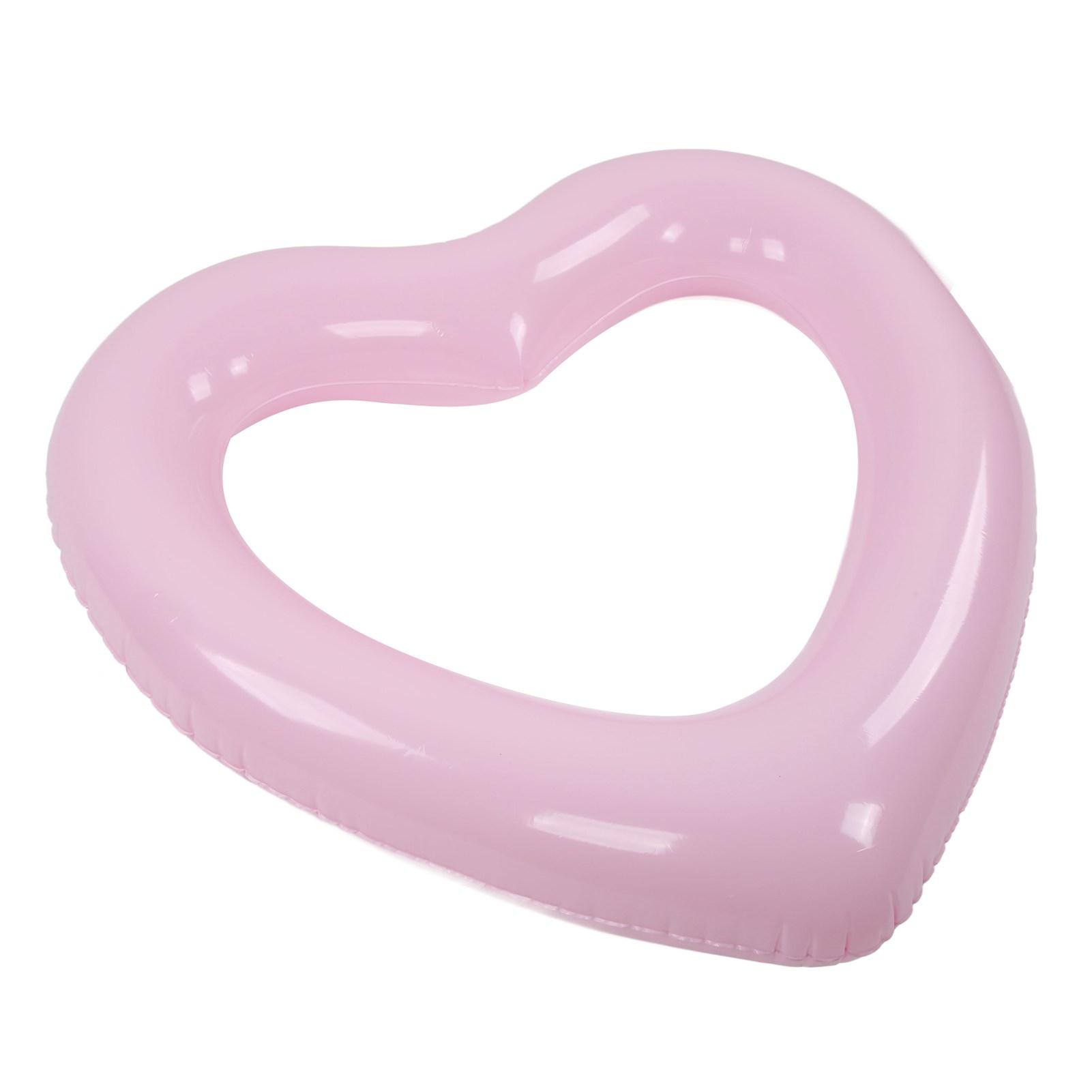 

Heart Shaped Swimming Circle 120cm Thick Tear Resistant PVC Material Inflatable Pool Float Rings for Pool Party Beaches розовый