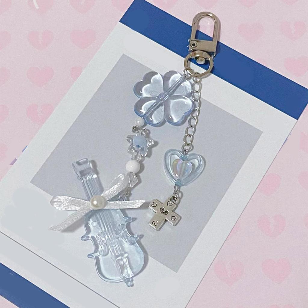 Elegant Mobile Phone Pendant Fashionable Violin Keyring Colorful Key Chain Stylish Accessory for Phones and Purses