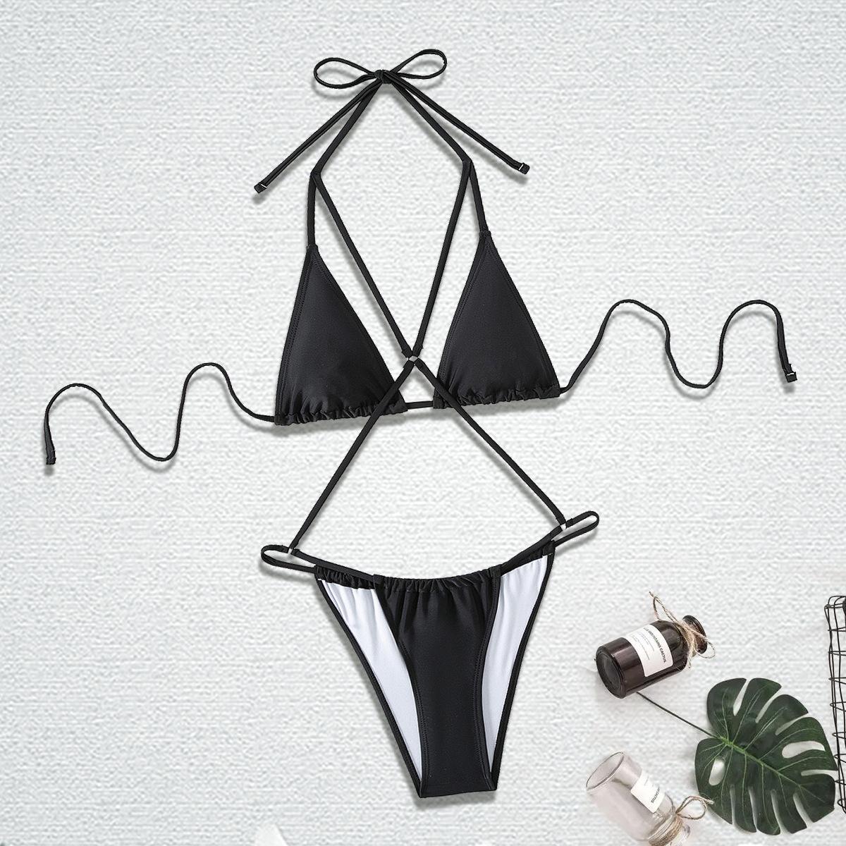 Ins Sexy Babes Take Pictures Of White Three-Point Bikini Split Swimsuit Women S Beach Seaside Vacation Swimsuit L