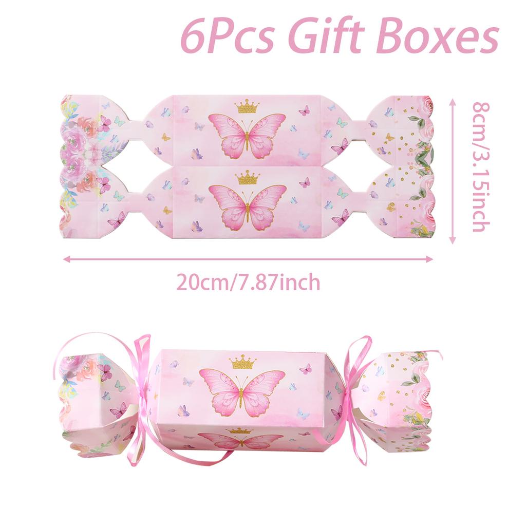6pcs Butterfly Candy Box with Ribbon Gift Packing Box Butterfly Birthday Party Decoration Kid Baby Shower Wedding Party Supplies