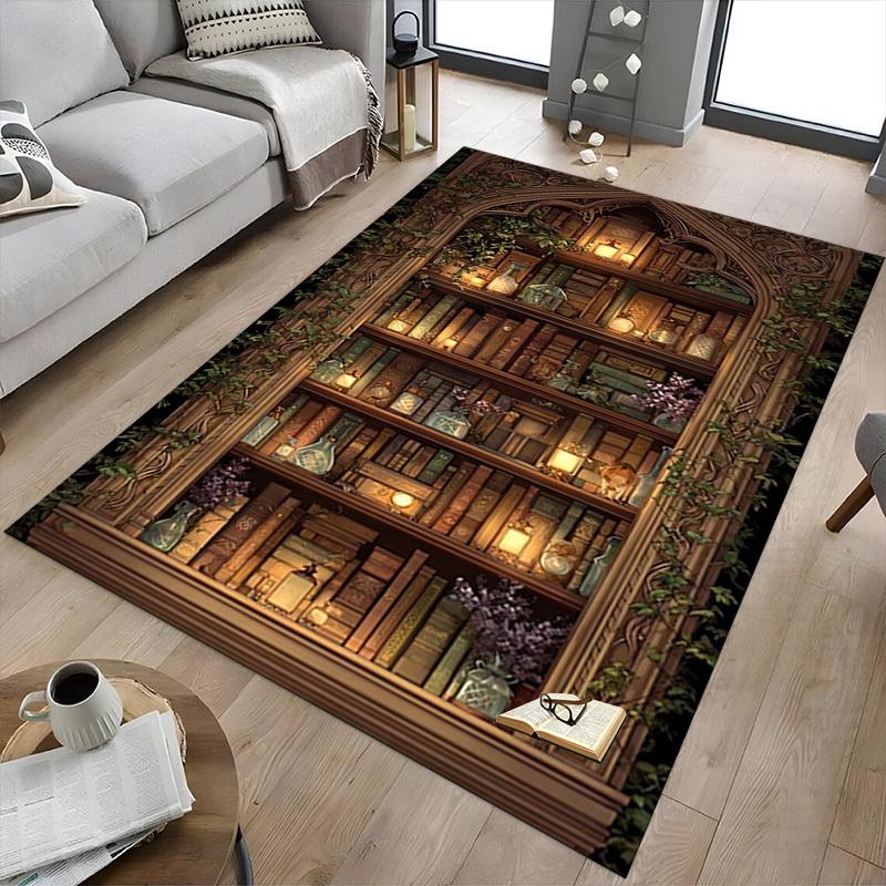 1 Stück Bücherregal Bibliothek Rutschfester Teppich für Büro & Wohnzimmer & Schlafzimmer & Esszimmer - Flachgewebe Maschine-O346