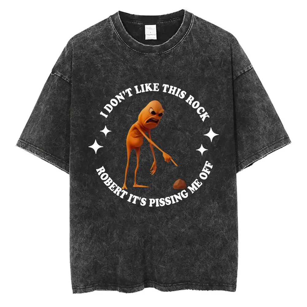 I Dont Like This Rock It's Pissing Me Off Marcus The Worm Washed Vintage Funny Meme T-shirt Men Women Casual Cotton Short Sleeve