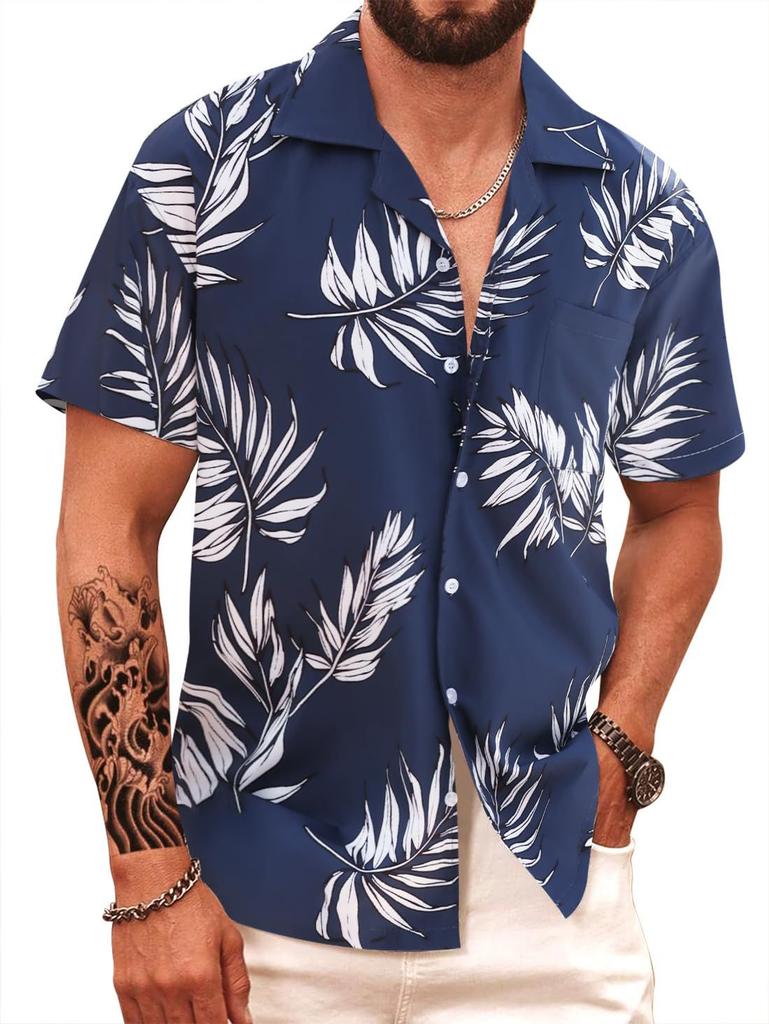 Summer Short Sleeve Flower Shirt Men'S Beach Large Size Casual 3D Digital Printing Men'S Shirt Tide