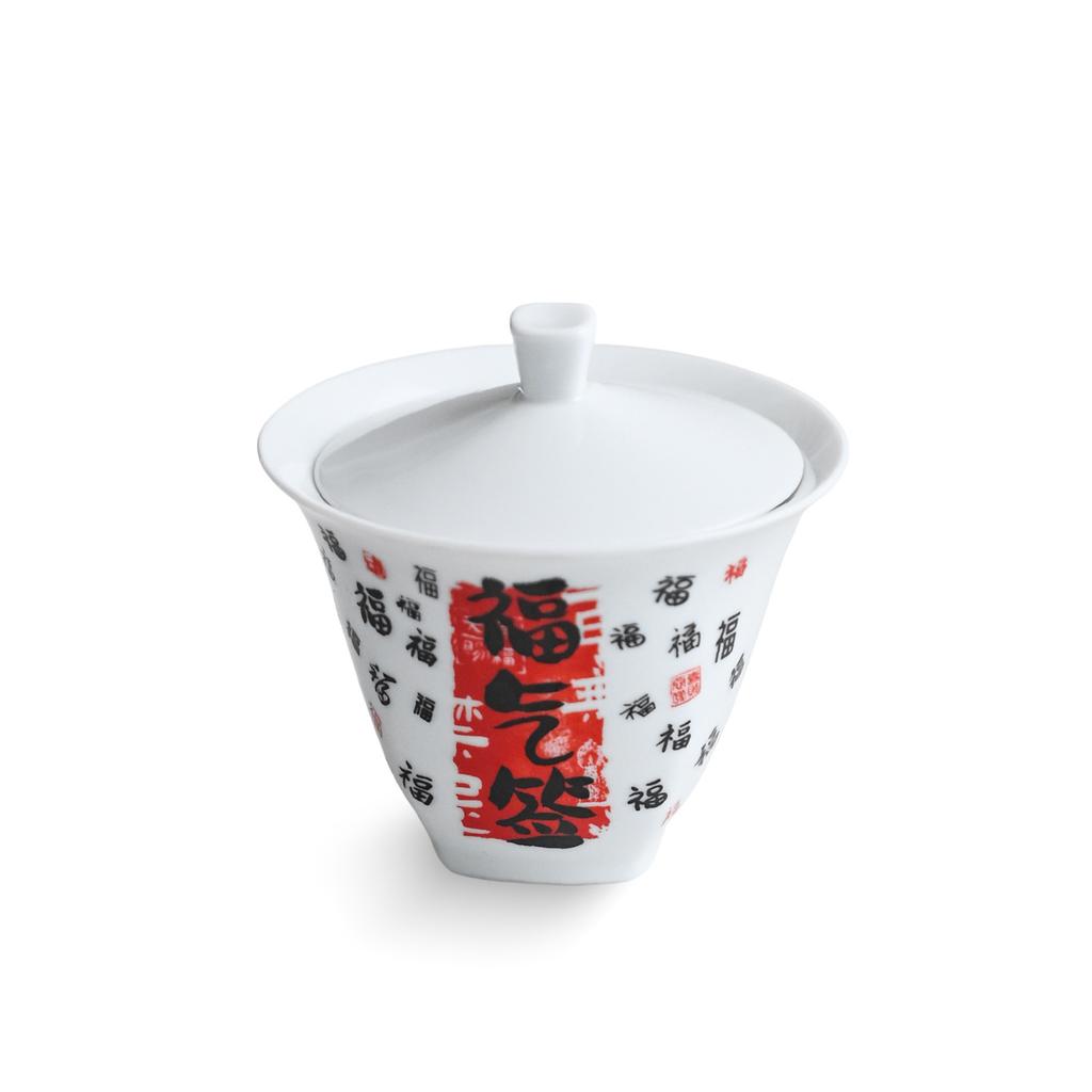 White Porcelain Cover Bowl, Single Large, High-End Tea, Ercai Cover Bowl, Hand-Painted Kung Fu Tea Set, Ceramic Tea Cup, Hand-Held Bowl