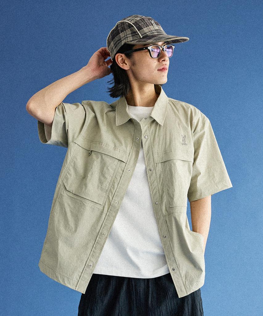 DOD See-Through Short Sleeve Shirt (Beige)