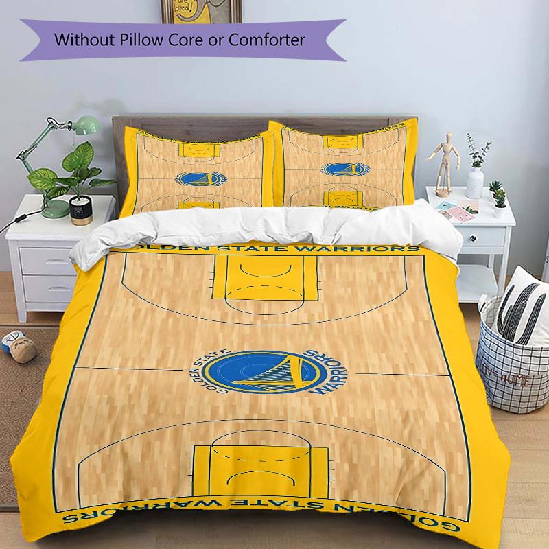 3dílná sada povlečení Golden State Warriors Basketball Obsahuje 1 přikrývku + 2 povlaky na polštář, Bez výplní do polštářů, Měkké Pohodlné,a0910236