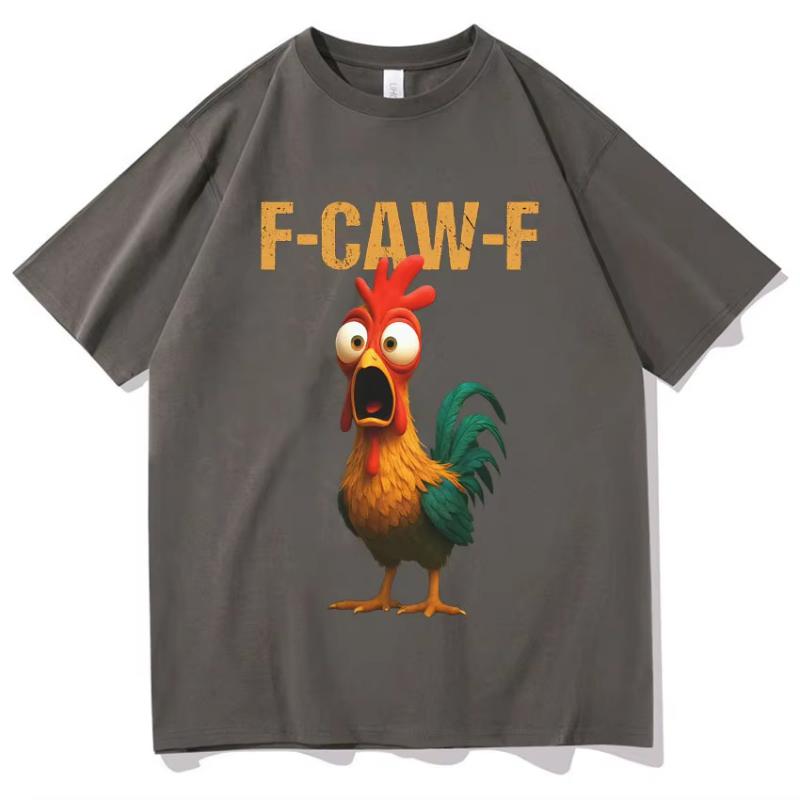 Funny Summer F Caw F Chicken Harajuku New Short Sleeves Tshirt Mens Humor T Shirt Chicken Aesthetic Casual Oversized Tops Unisex