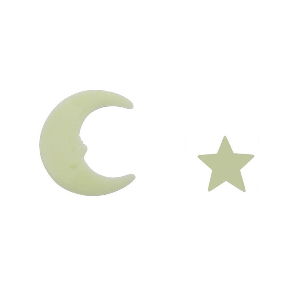 Fashionable 12Pcs Stars Moon Glow In Dark Fluorescent Decal Wall Stickers Home Decoration