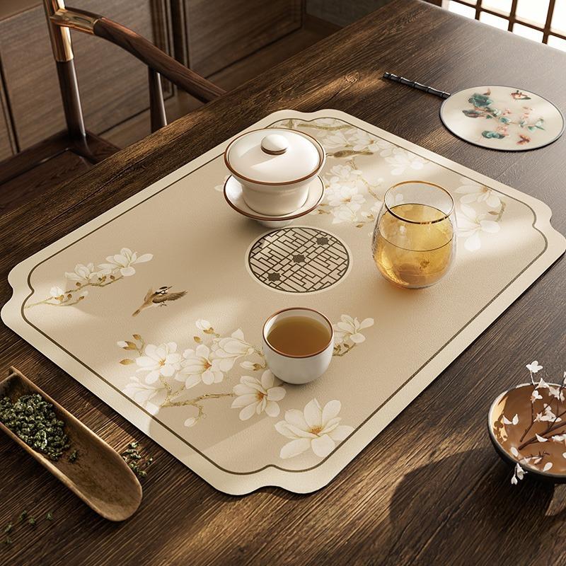 

Классический китайский коврик для кухонной столешницы из диатомовой грязи - впитывающий нескользящий протектор стола 30x40 cm бежевый