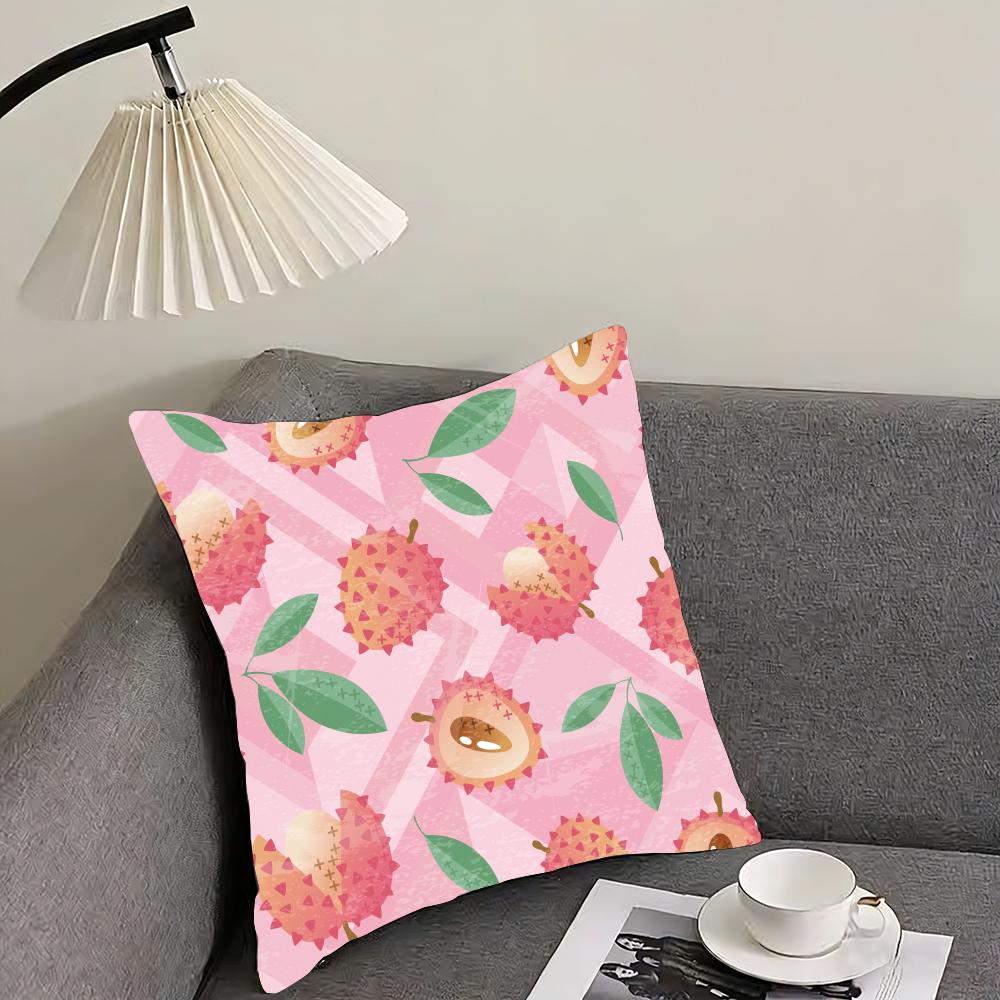 fruit print Cushion Cover Reversible Plush Pillow Cover – For car, sofa, bedroom, perfect as a gift.