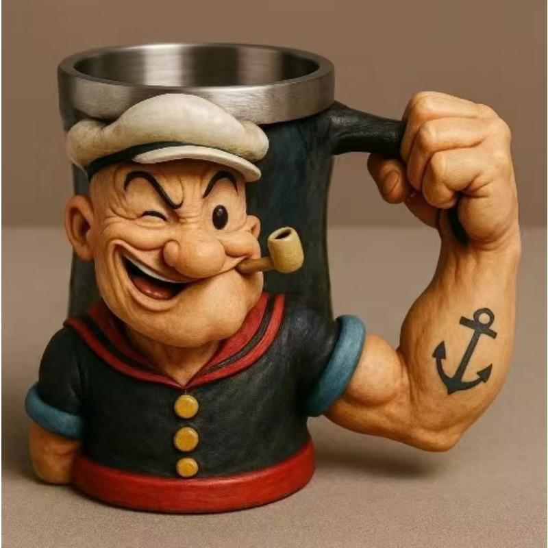 Powerful water cup, creative water cup, Popeye Power Mu, Comes with inner liner, Pineda mug, gift