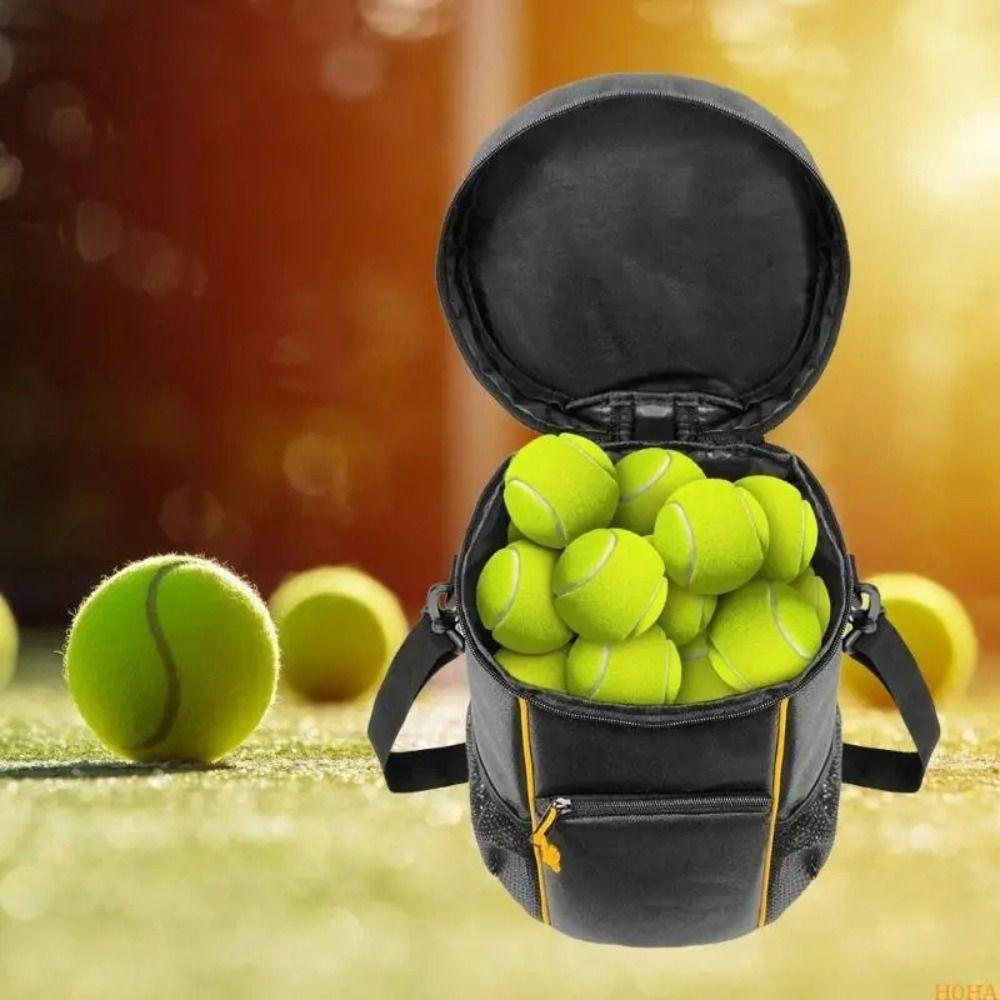 Shoulder Strap Tennis Storage Bag Two Way Zippers Tennis Balls Holder Bag  Racket Sports