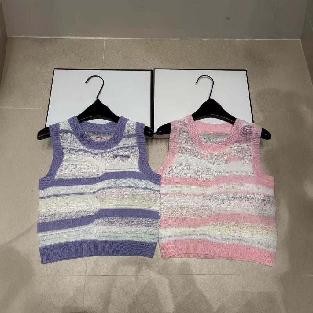 Xuanmen Striped Knit Vest - Slim Fit, Flattering and Versatile Round Neck Top for Summer 2026