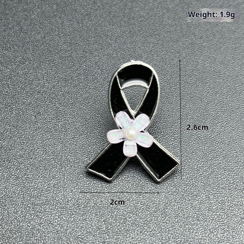 1Pcs French Romantic Pearl Brooches Jewelry Black Ribbon Awareness Pin Funeral Ribbon Badges Diy Accessories